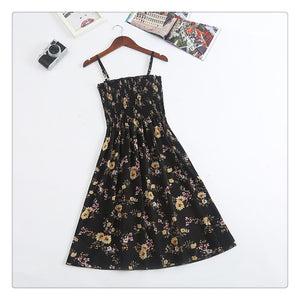 Summer Strapless Pleated Women Chiffon Dresses Female High Waist