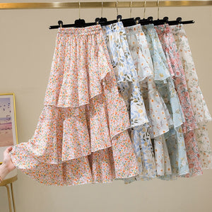 Half-length skirt new summer floral A-Line Skirt