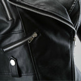 Women Leather Zipper Jacket Biker Motorcycle Coat