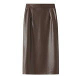  Leather Midi Skirts Pencil Office Ladies High Waist Faux Skirt