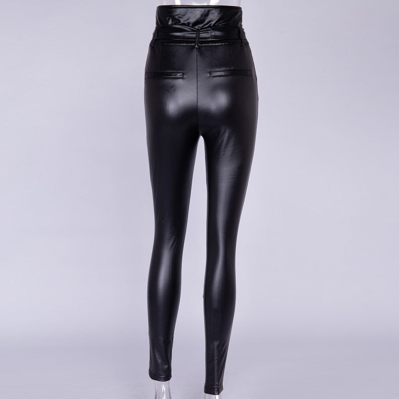 Gold Black High Waist Pencil Pants Women 