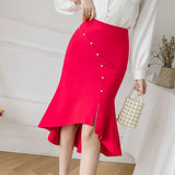 Skirts Women New 2022 Fashion Black Red Women Midi Skirt