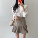 High Waist Hip Pleated Fashionable Office Lady