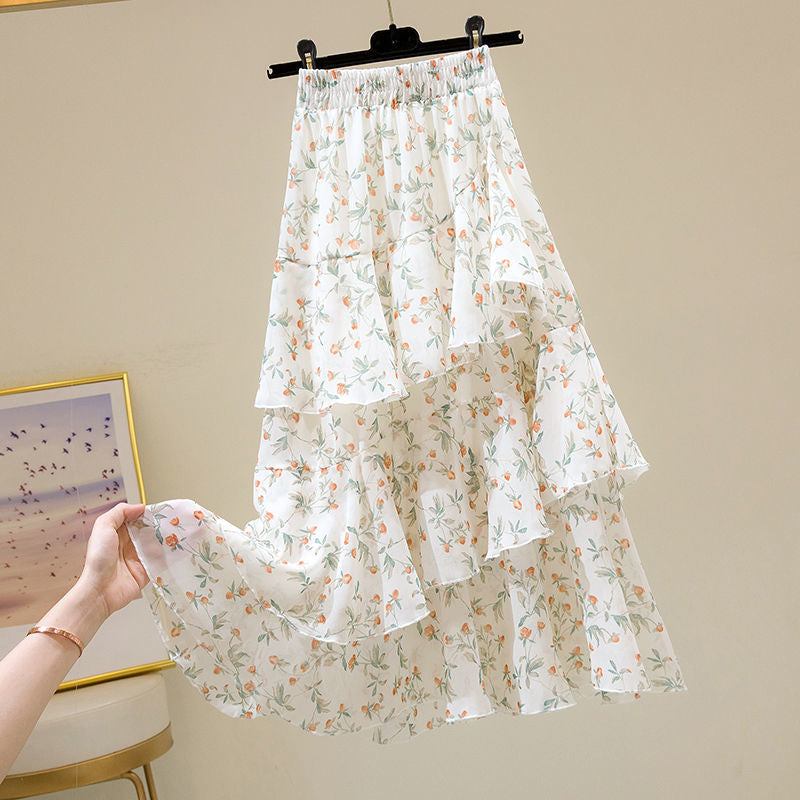 Half-length skirt new summer floral A-Line Skirt