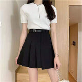 Mini Skirts Women  Leisure Pleated High Waist Skirt