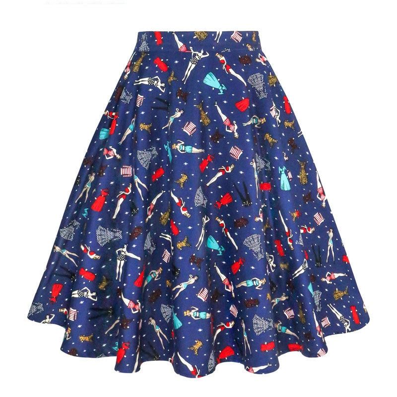 Women Flower Print Elegant Skirt