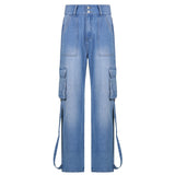 Jeans Women Vintage Cargo Denim Trousers