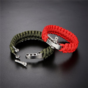 Men Adjustable Survival Bracelet Stainless Steel Buckle Umbrella