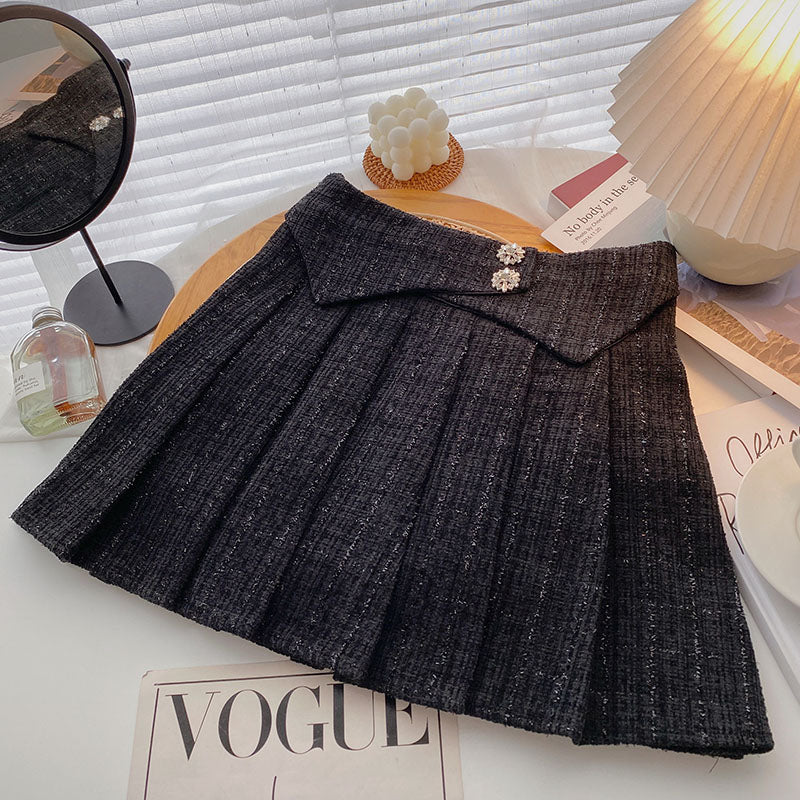  Pleated Skirt Wool Mini Skirt Autumn