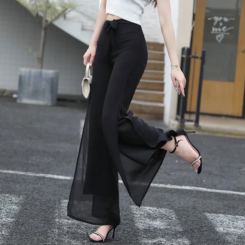  Women Spring Summer Loose Double-Layer Thin Pants Female