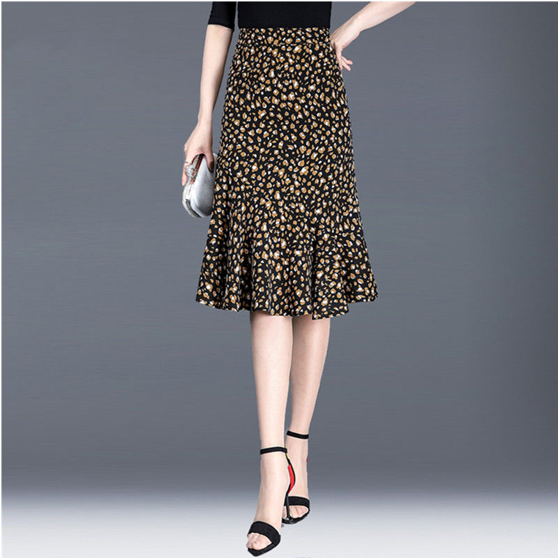 Chiffon Floral Skirt  Summer High Waist  A- line Skirt Woman Skirts