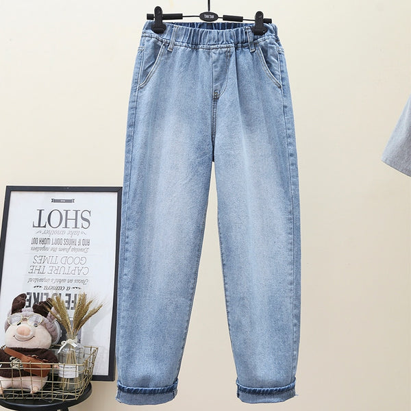 Women Casual Jeans Spring Autumn Loose Jean Pants Wide Leg Cropped Pants 