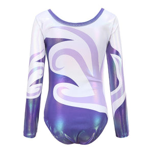 Children Girls Diamante Long Sleeve Ballet Practice Dance Wear Gymnastics Ballet