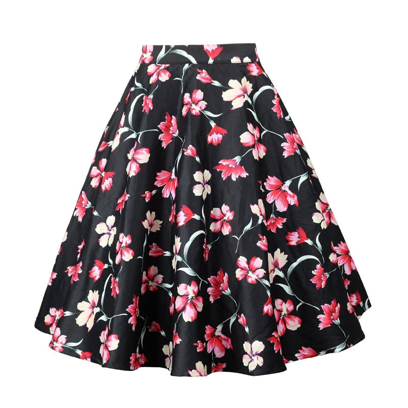 Women Flower Print Elegant Skirt