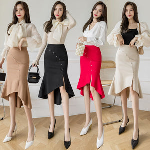 Skirts Women New 2022 Fashion Black Red Women Midi Skirt