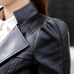 Autumn Leather Jacket Women Motorcycle Coat 