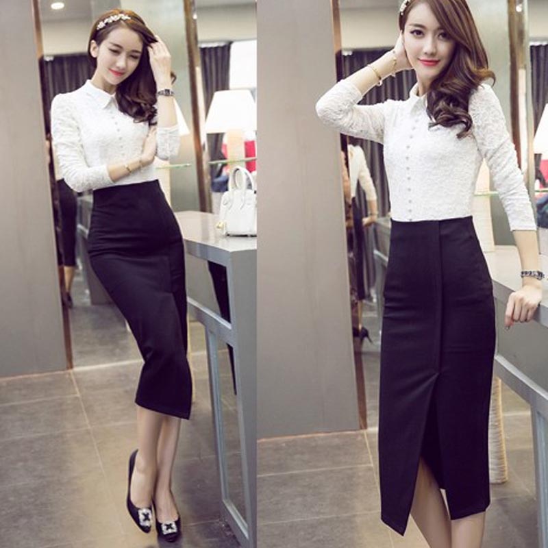 High Waist Pencil Skirt Women Fashion  Midi Skirt 