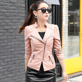 Autumn Leather Jacket Women Motorcycle Coat 