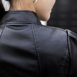 Autumn Leather Jacket Women Motorcycle Coat 