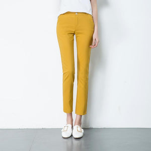 Pencil Pants Women New Midi Waist Basic Cotton Skinny Pant