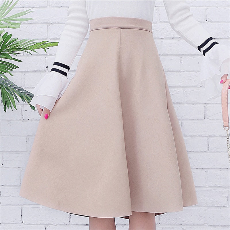  Flare Fashion High Waist Midi Skirt