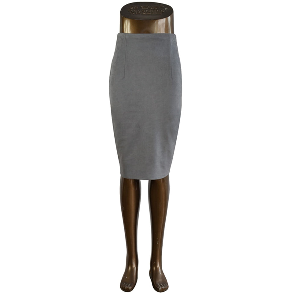 Women Pencil Skirt Solid Color Female High Waist Skirt