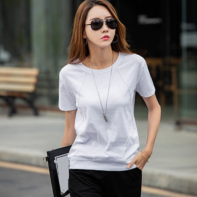 Cotton T Shirts Summer Female Women Tops T-Shirt