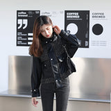 Korean Style Jacket Girls Spring Autumn  Faux Leather Black Coat