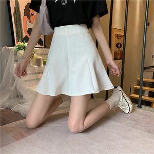 Pleated Pure Color High Waist Skirts