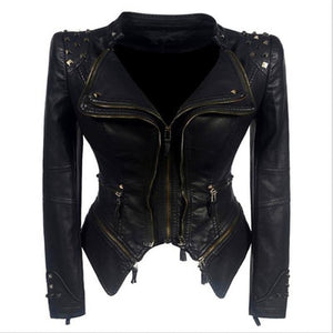 Leather Jacket Women Femme Motorcycle