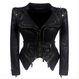 Leather Jacket Women Femme Motorcycle