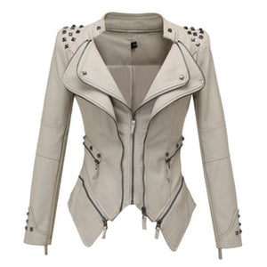 Leather Jacket Women Femme Motorcycle