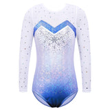 Long Sleeve Mesh Patchwork Leotards for Girls Toddler Kids Diamond Gymnastics Jumpsuit