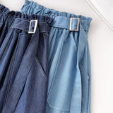 Denim Skirt Women High Waist Midi Jean Skirt 