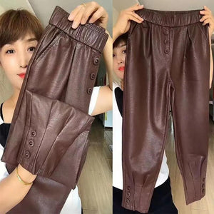 Women Spring Autumn High-Waist Trousers Elastic Pants