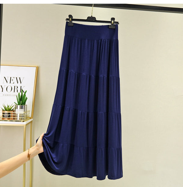  A Line Skirts Solid Elastic High Waist Modal Skirt