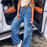 Jeans Women Vintage Cargo Denim Trousers