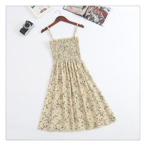 Summer Strapless Pleated Women Chiffon Dresses Female High Waist