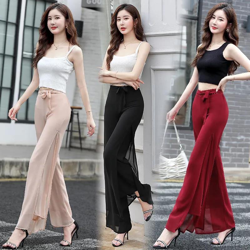  Women Spring Summer Loose Double-Layer Thin Pants Female