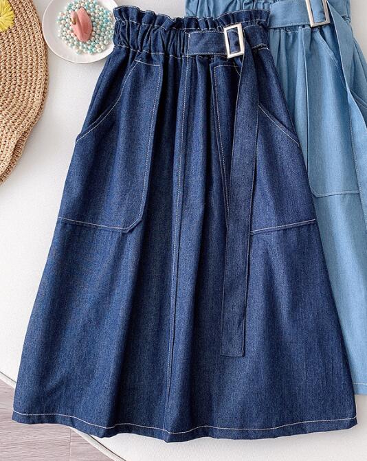 Denim Skirt Women High Waist Midi Jean Skirt Summer Clothing Skirts