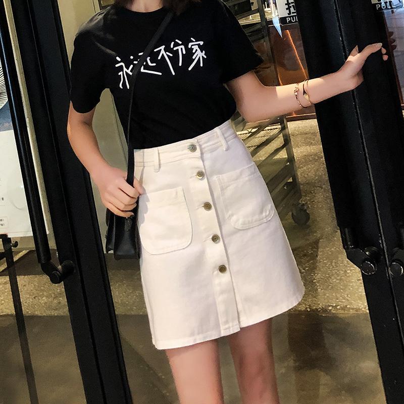 Black High Waist Denim Skirt for Women Summer Short Skirt Woman Skirts