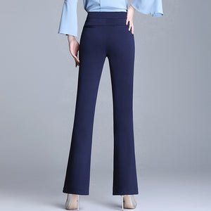Women Elastic High Waist Flare Pants Straight Trousers