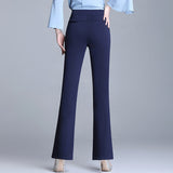 Women Elastic High Waist Flare Pants Straight Trousers