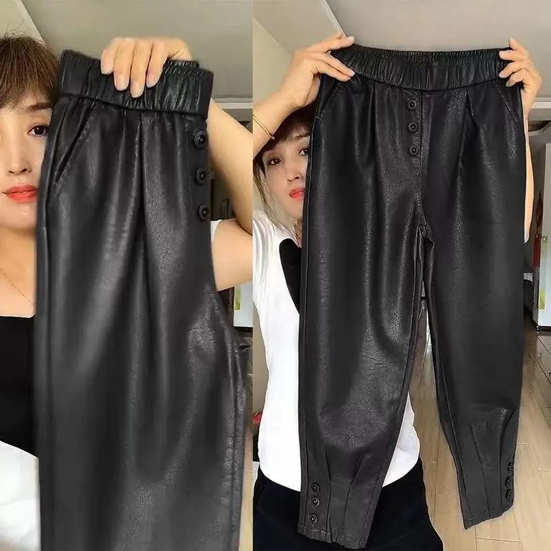 Women Spring Autumn High-Waist Trousers Elastic Pants