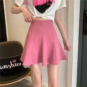 Pleated Pure Color High Waist Skirts