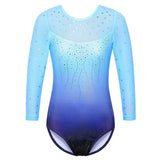 Long Sleeve Mesh Patchwork Leotards for Girls Toddler Kids Diamond Gymnastics Jumpsuit