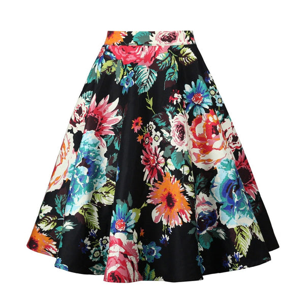 Women Flower Print Elegant Skirt