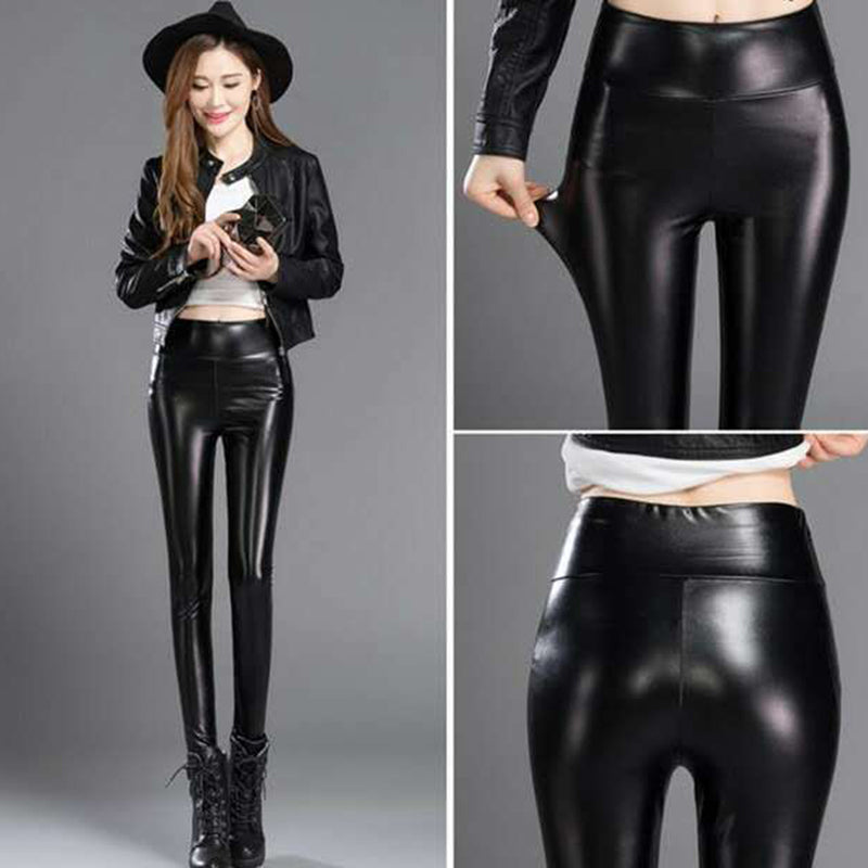 Winter Faux Leather Pants Women