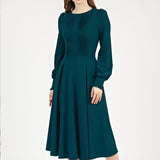 Green Long Sleeve Women Party Dress