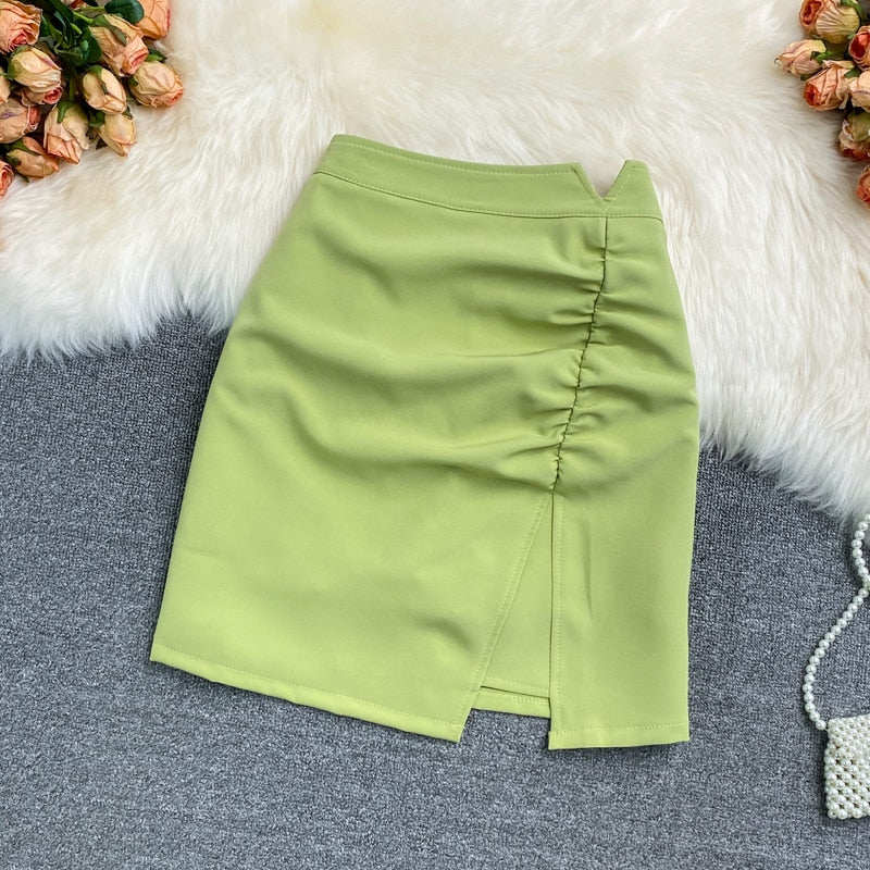 A-line Skirts High Waist Summer Solid Color Short Skirt Female